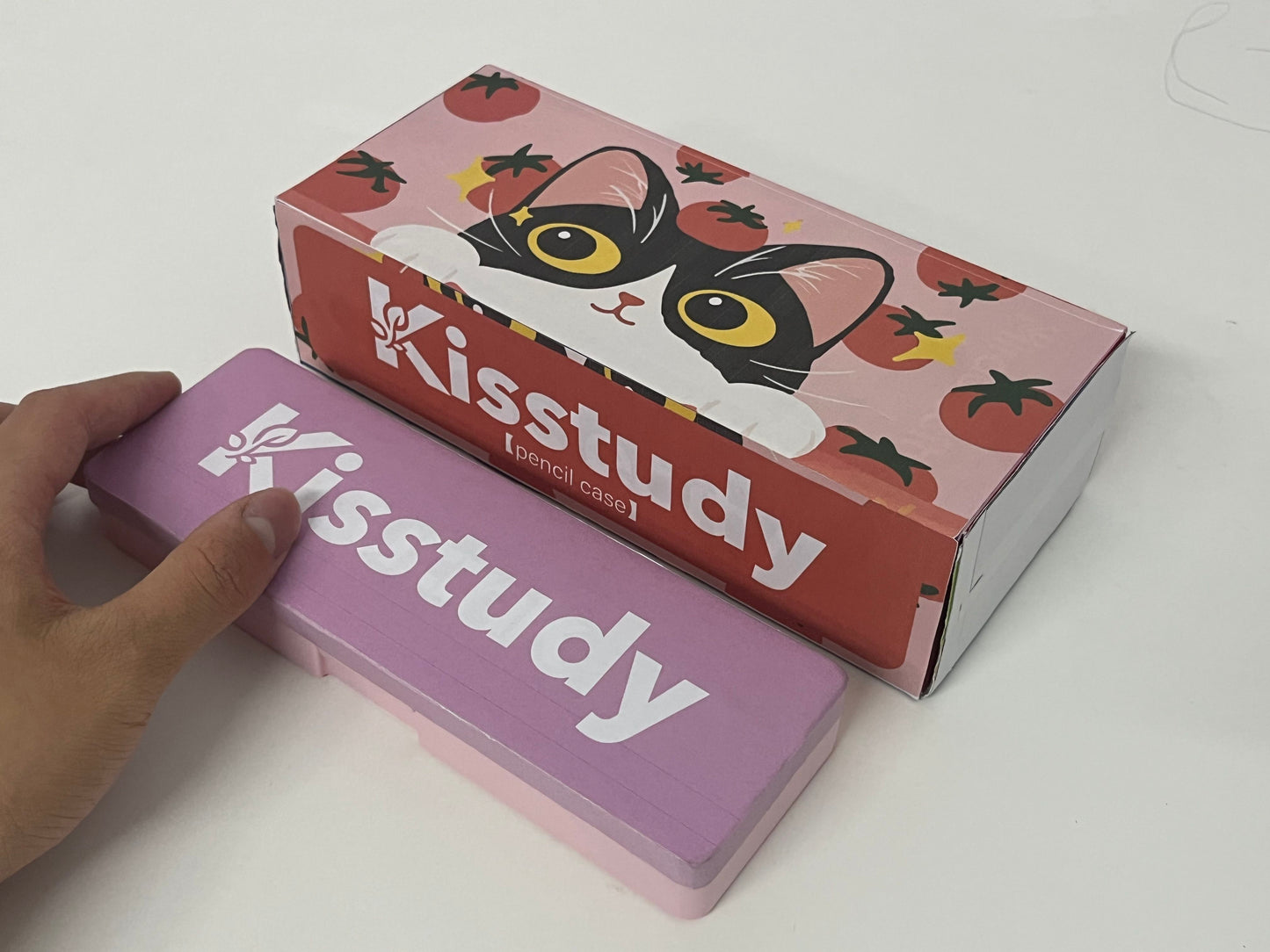 [Kisstudy Pencil cases]——Kisstudy Color-Block Wooden Pencil Case - Minimalist Large-Capacity Student Stationery Box