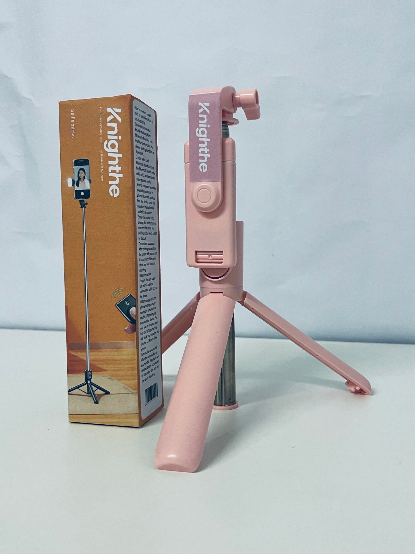 Knighthe 2-in-1 Selfie Stick Tripod with Bluetooth Remote, Extendable & Rotatable Selfie Stick for iPhone/Android, Portable Tripod Stand for Selfies, Live Streaming, Vlogging
