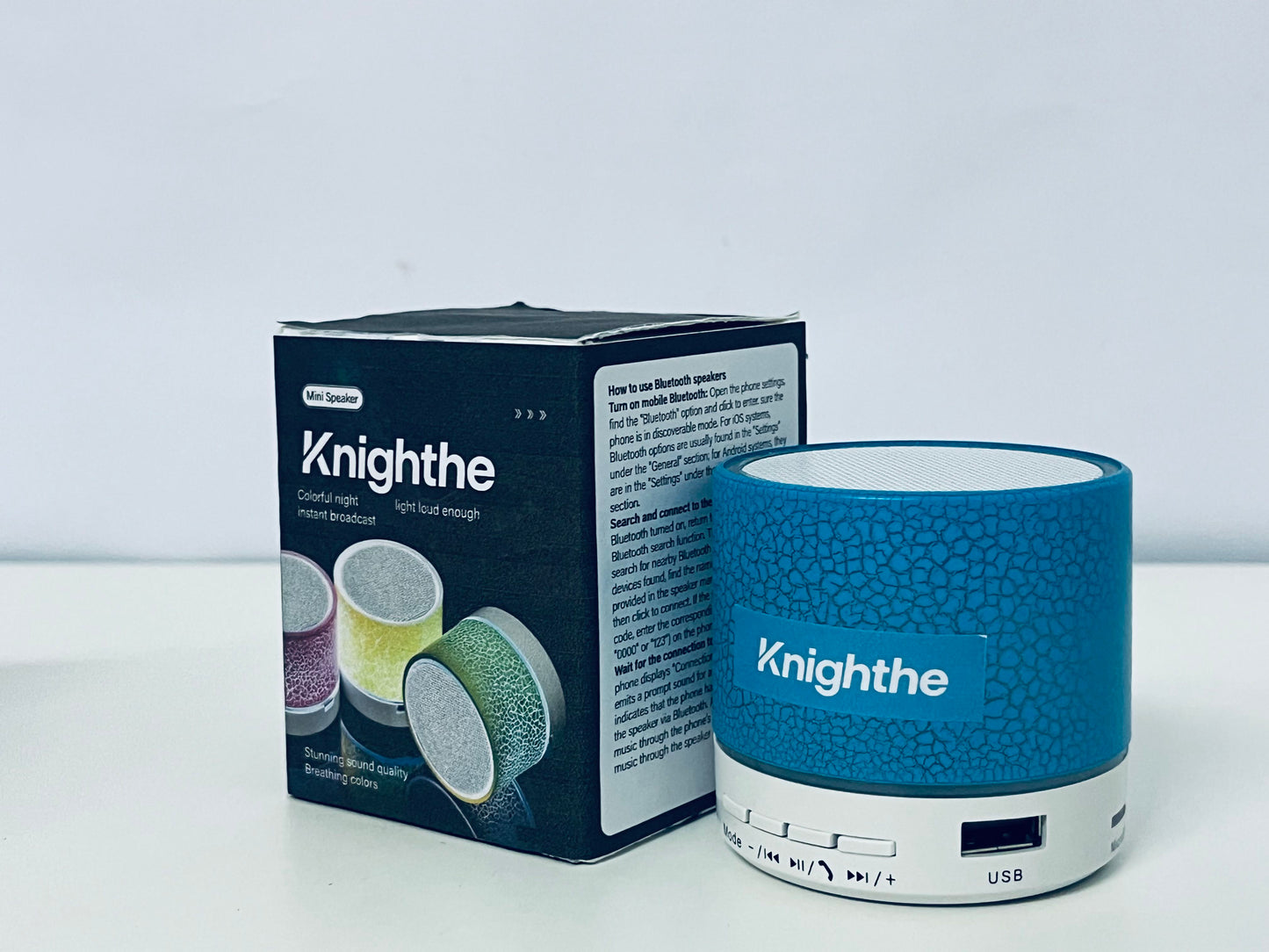 Knighthe Mini Bluetooth Speaker, Colorful Breathing Light, High-Quality Sound Portable Small Speaker, Multi-Mode Playback