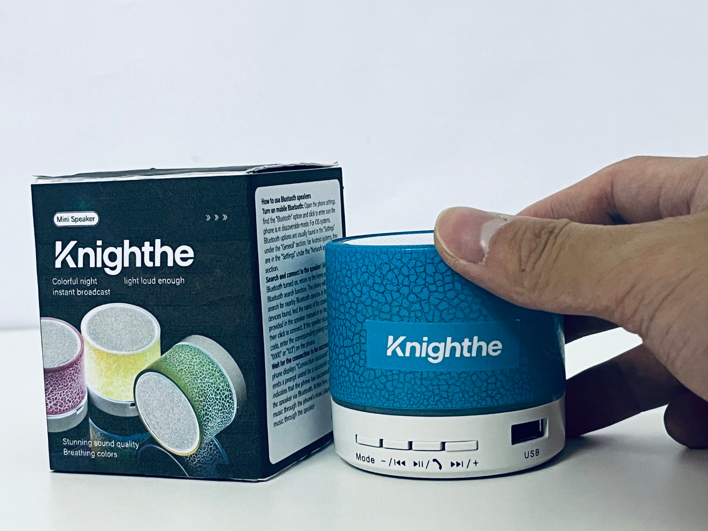 Knighthe Mini Bluetooth Speaker, Colorful Breathing Light, High-Quality Sound Portable Small Speaker, Multi-Mode Playback