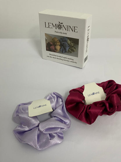 LEMONINE Hair scrunchies Hair Rope 2Pcs Hair Tie Large Intestine Loop Satin Fabric Velvet Head Flower Ladies Head Rope Hair Accessories, Purple and red