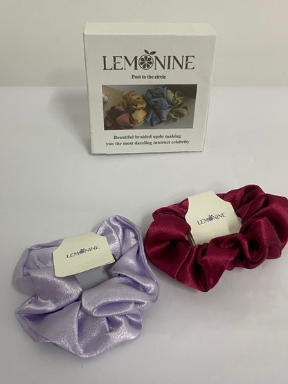 LEMONINE Hair scrunchies Hair Rope 2Pcs Hair Tie Large Intestine Loop Satin Fabric Velvet Head Flower Ladies Head Rope Hair Accessories, Purple and red