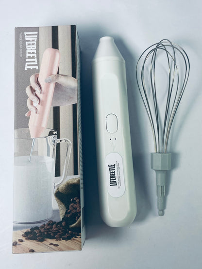 LIFEBEETLE Electric Egg Beater, Cordless Hand Mixer 3 Speeds for Home Baking (White)