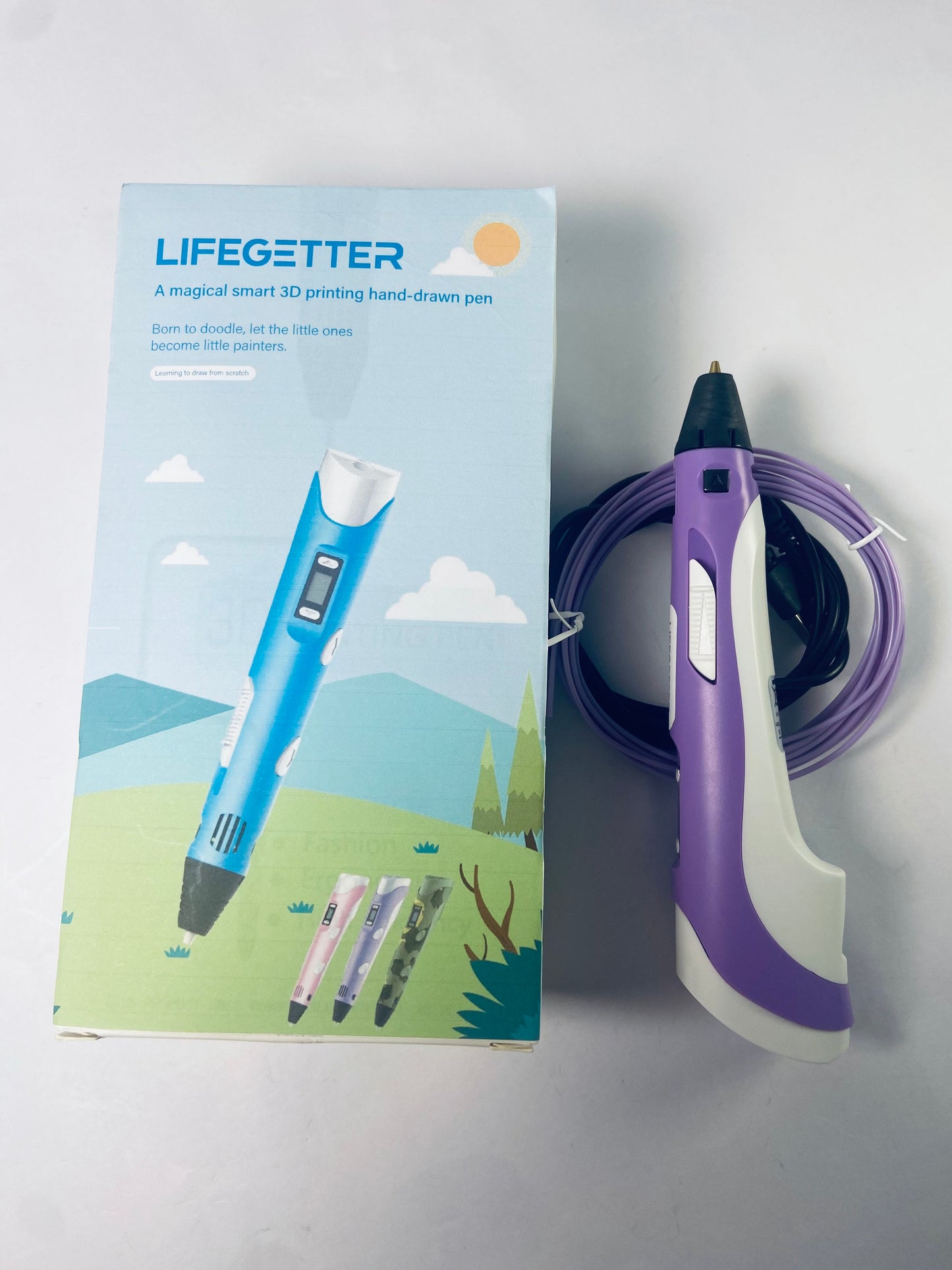 LIFEGETTER 3D Printing Pen with Display - Includes 3D Pen, 1 Starter Colors of PLA Filament and Power Cable