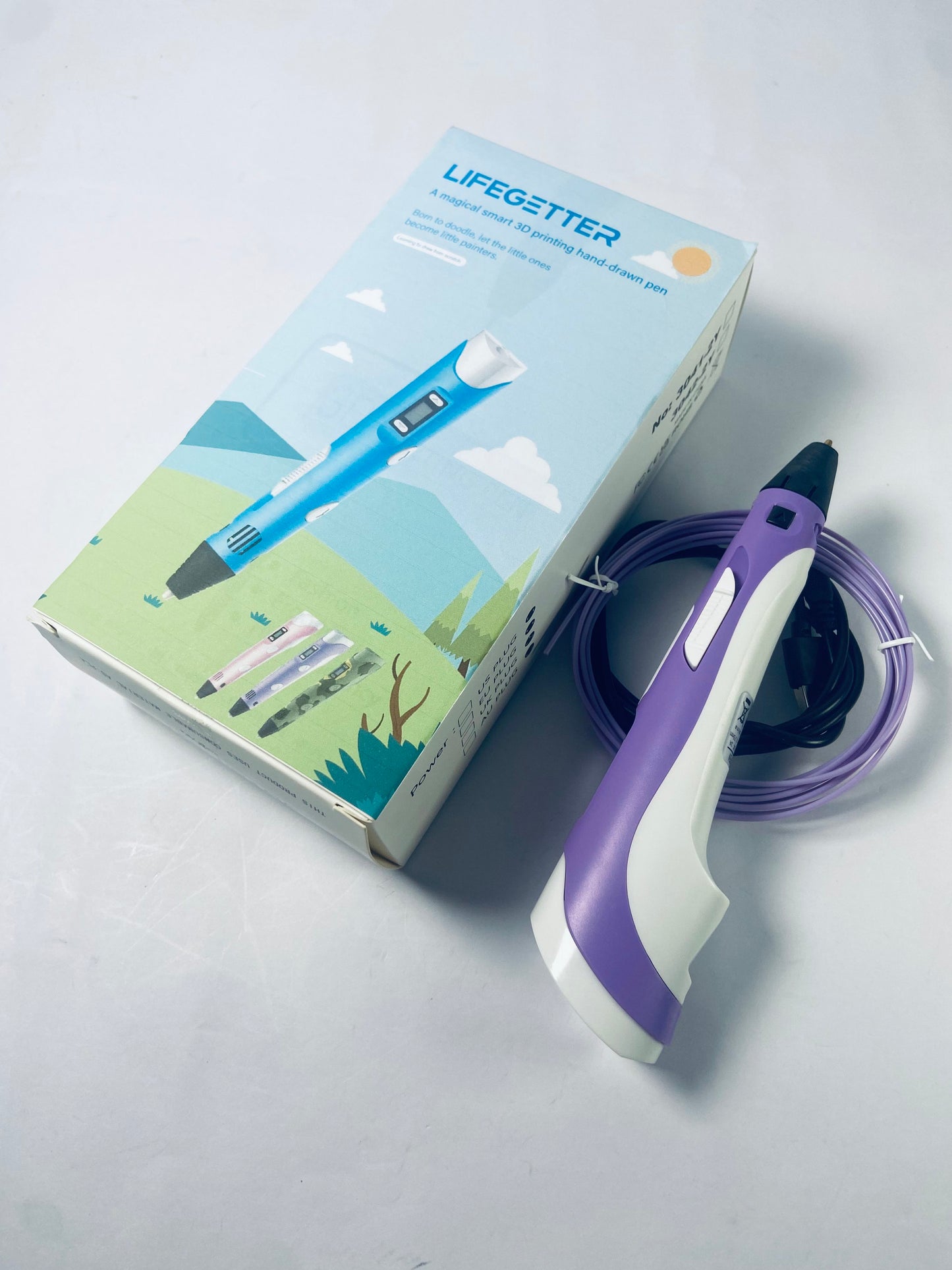 LIFEGETTER 3D Printing Pen with Display - Includes 3D Pen, 1 Starter Colors of PLA Filament and Power Cable