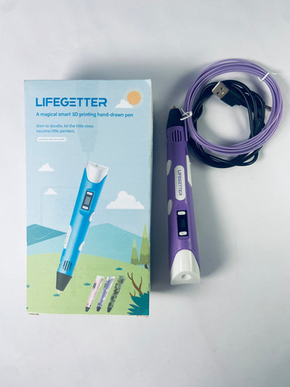 LIFEGETTER 3D Printing Pen with Display - Includes 3D Pen, 1 Starter Colors of PLA Filament and Power Cable