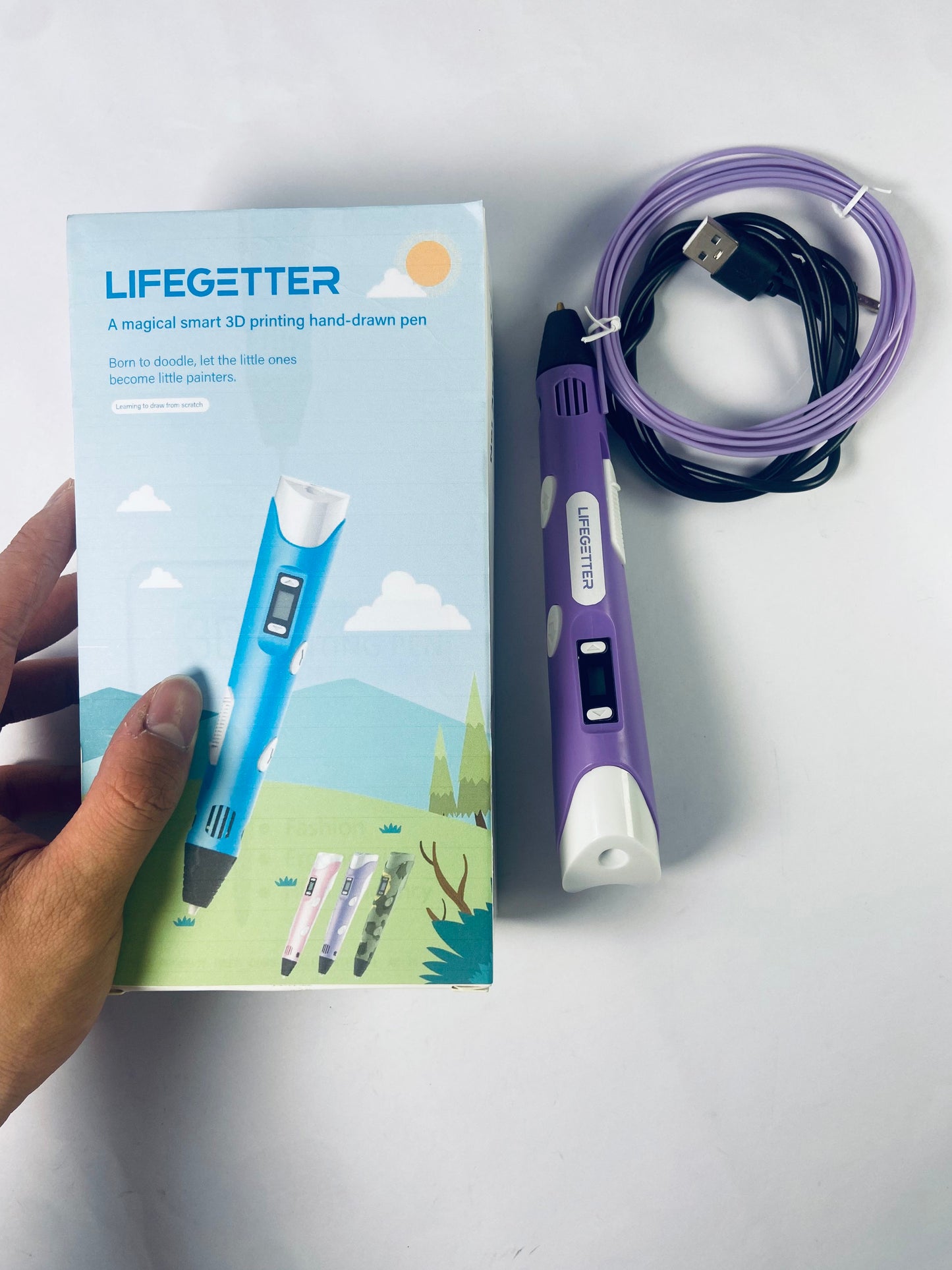 LIFEGETTER 3D Printing Pen with Display - Includes 3D Pen, 1 Starter Colors of PLA Filament and Power Cable