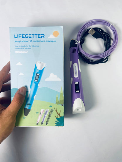LIFEGETTER 3D Printing Pen with Display - Includes 3D Pen, 1 Starter Colors of PLA Filament and Power Cable