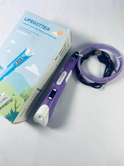 LIFEGETTER 3D Printing Pen with Display - Includes 3D Pen, 1 Starter Colors of PLA Filament and Power Cable