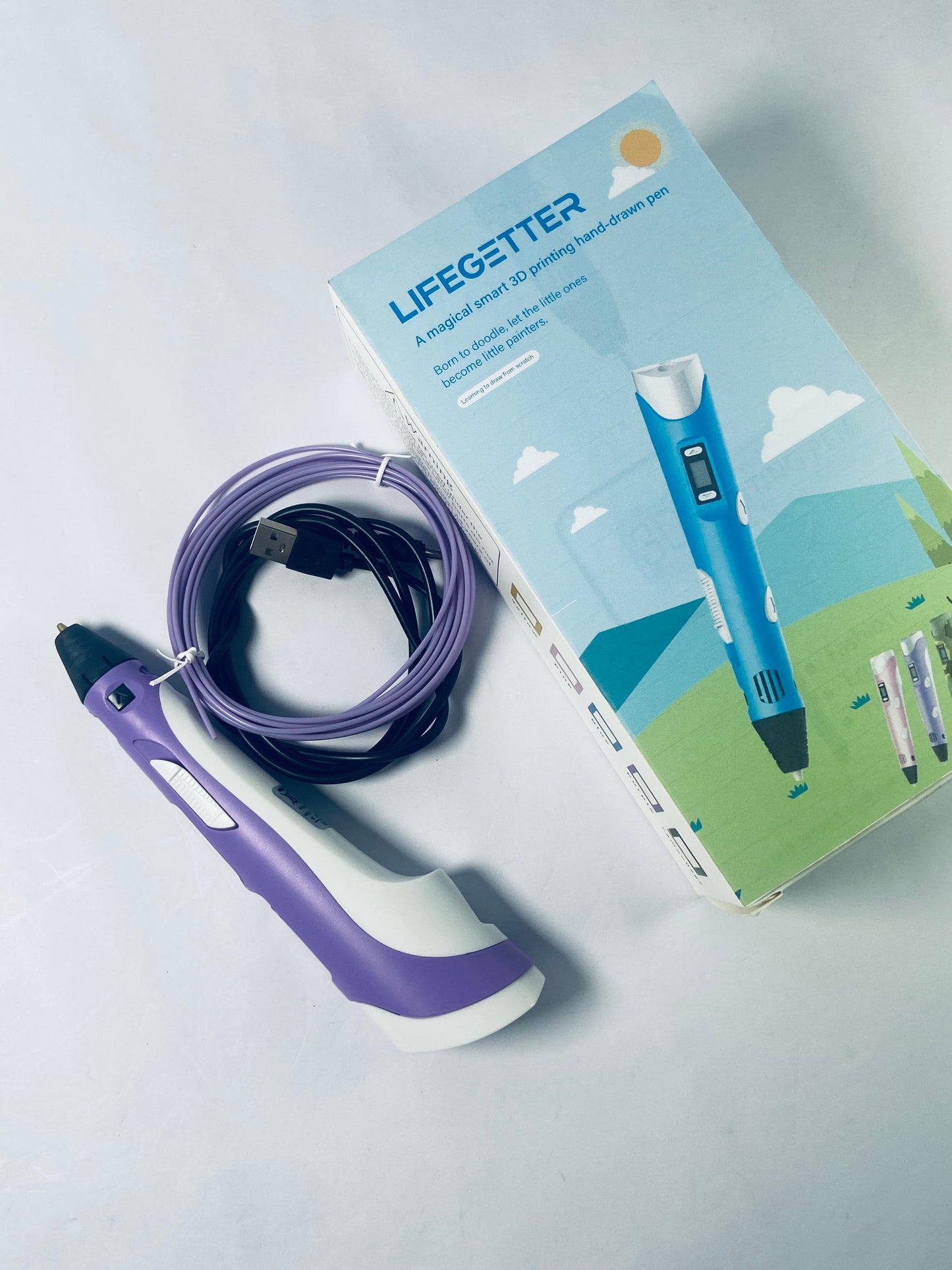 LIFEGETTER 3D Printing Pen with Display - Includes 3D Pen, 1 Starter Colors of PLA Filament and Power Cable