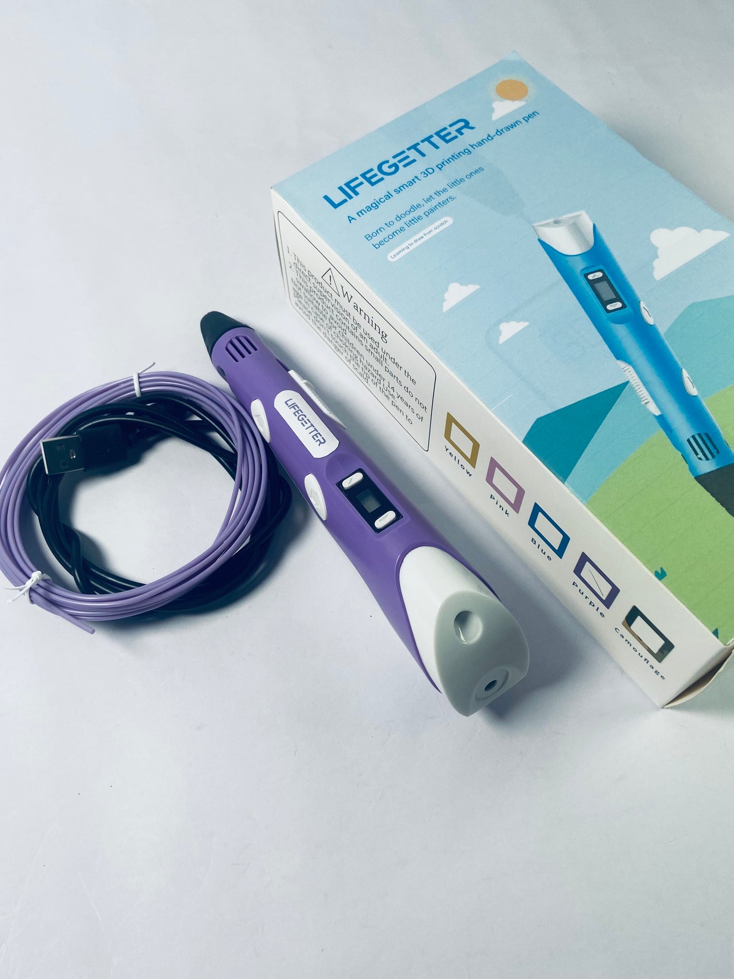 LIFEGETTER 3D Printing Pen with Display - Includes 3D Pen, 1 Starter Colors of PLA Filament and Power Cable