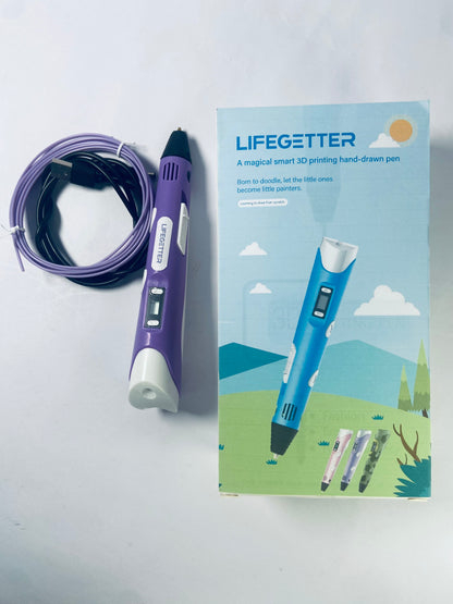 LIFEGETTER 3D Printing Pen with Display - Includes 3D Pen, 1 Starter Colors of PLA Filament and Power Cable