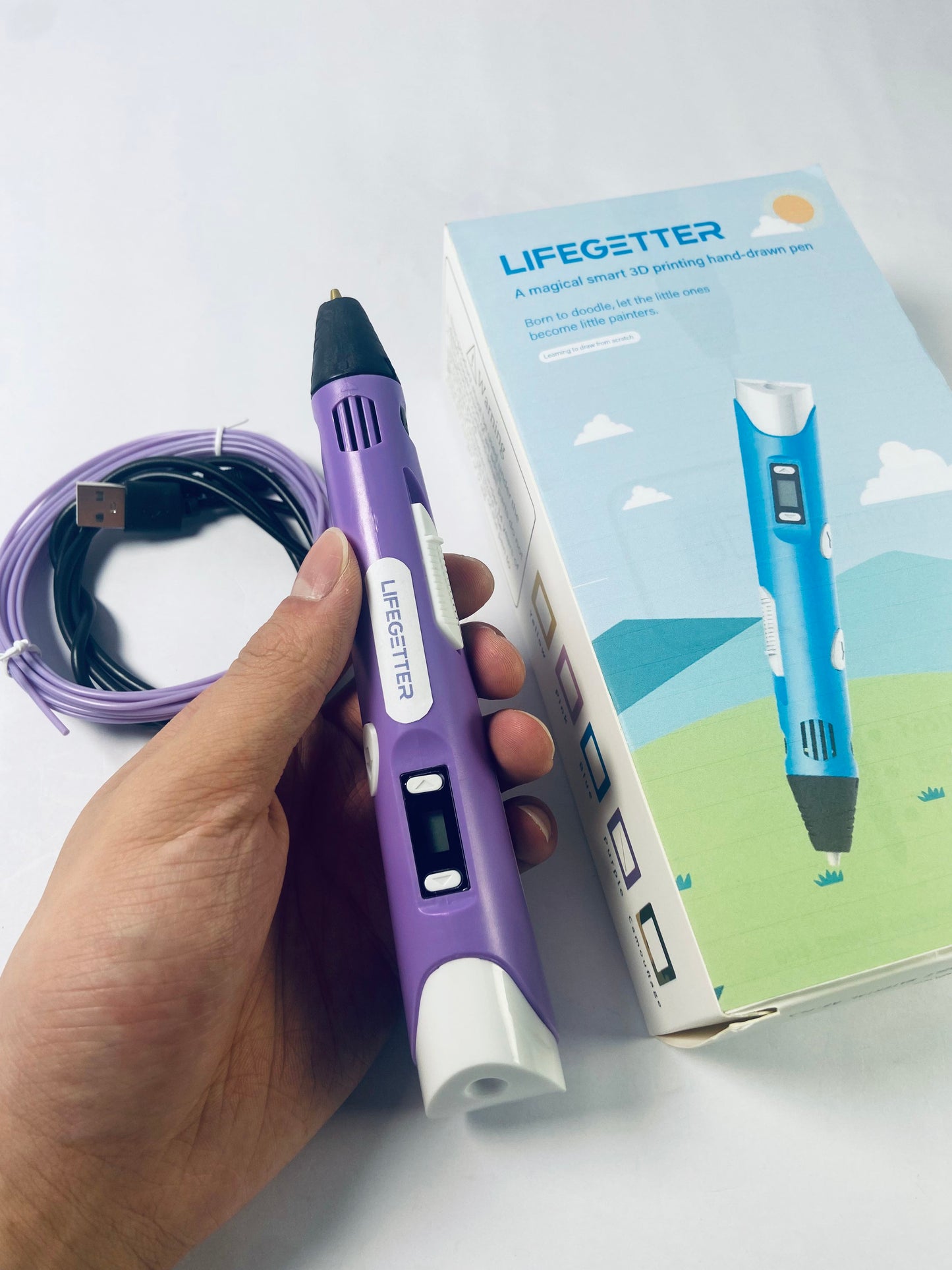 LIFEGETTER 3D Printing Pen with Display - Includes 3D Pen, 1 Starter Colors of PLA Filament and Power Cable