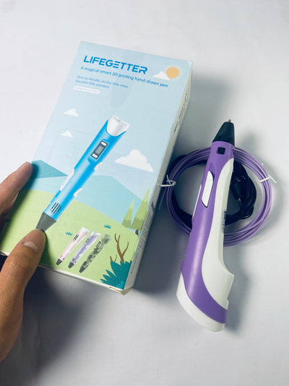 LIFEGETTER 3D Printing Pen with Display - Includes 3D Pen, 1 Starter Colors of PLA Filament and Power Cable