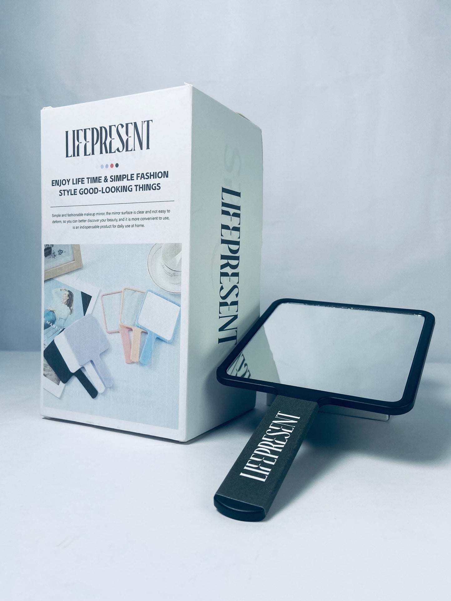 LIFEPRESENT Mirrors [furniture] 1 Piece Travel Handheld Mirror Square Cosmetic Hand Mirror Travel Makeup Mirror Hand Held Mirror Plastic Cosmetic Mirror Makeup Hand Mirror with Handle, Black