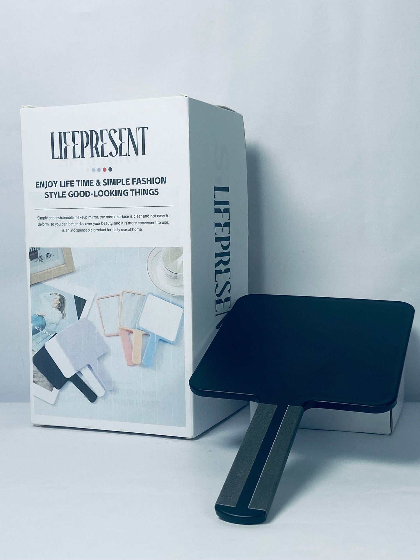 LIFEPRESENT Mirrors [furniture] 1 Piece Travel Handheld Mirror Square Cosmetic Hand Mirror Travel Makeup Mirror Hand Held Mirror Plastic Cosmetic Mirror Makeup Hand Mirror with Handle, Black