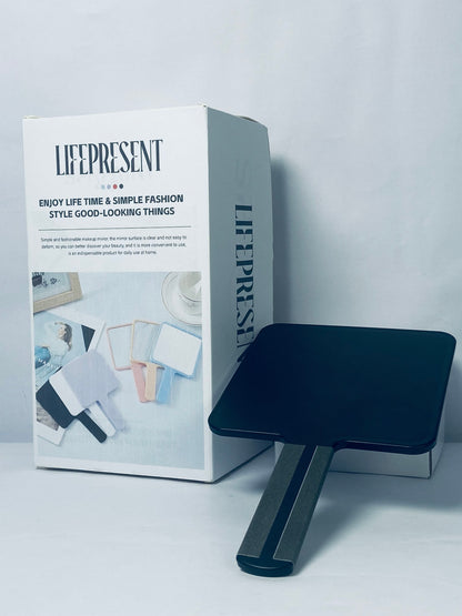 LIFEPRESENT Mirrors [furniture] 1 Piece Travel Handheld Mirror Square Cosmetic Hand Mirror Travel Makeup Mirror Hand Held Mirror Plastic Cosmetic Mirror Makeup Hand Mirror with Handle, Black