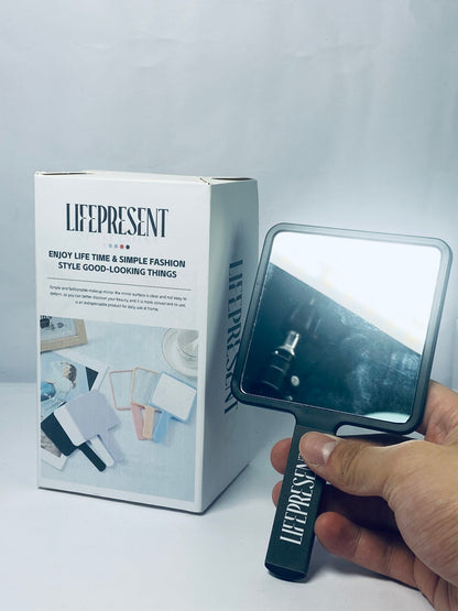 LIFEPRESENT Mirrors [furniture] 1 Piece Travel Handheld Mirror Square Cosmetic Hand Mirror Travel Makeup Mirror Hand Held Mirror Plastic Cosmetic Mirror Makeup Hand Mirror with Handle, Black