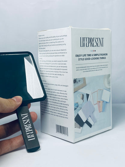 LIFEPRESENT Mirrors [furniture] 1 Piece Travel Handheld Mirror Square Cosmetic Hand Mirror Travel Makeup Mirror Hand Held Mirror Plastic Cosmetic Mirror Makeup Hand Mirror with Handle, Black