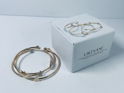 LIKEVANE Bangles Multi Layer Cuff Bracelets Set Trendy Boho Textured Indian Punk Chunky Cable Smooth Bangles Elegance Stack Minimalist Jewelry Gift