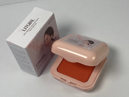 LITGIRL Cheek rouges - Natural, Light Mineral Powder Blush For Sensitive Skin - Blendable, Buildable Rouge - Pigmented, Dewy Glow - Vegan, Cruelty Free, Eco Friendly Makeup - Peach Red