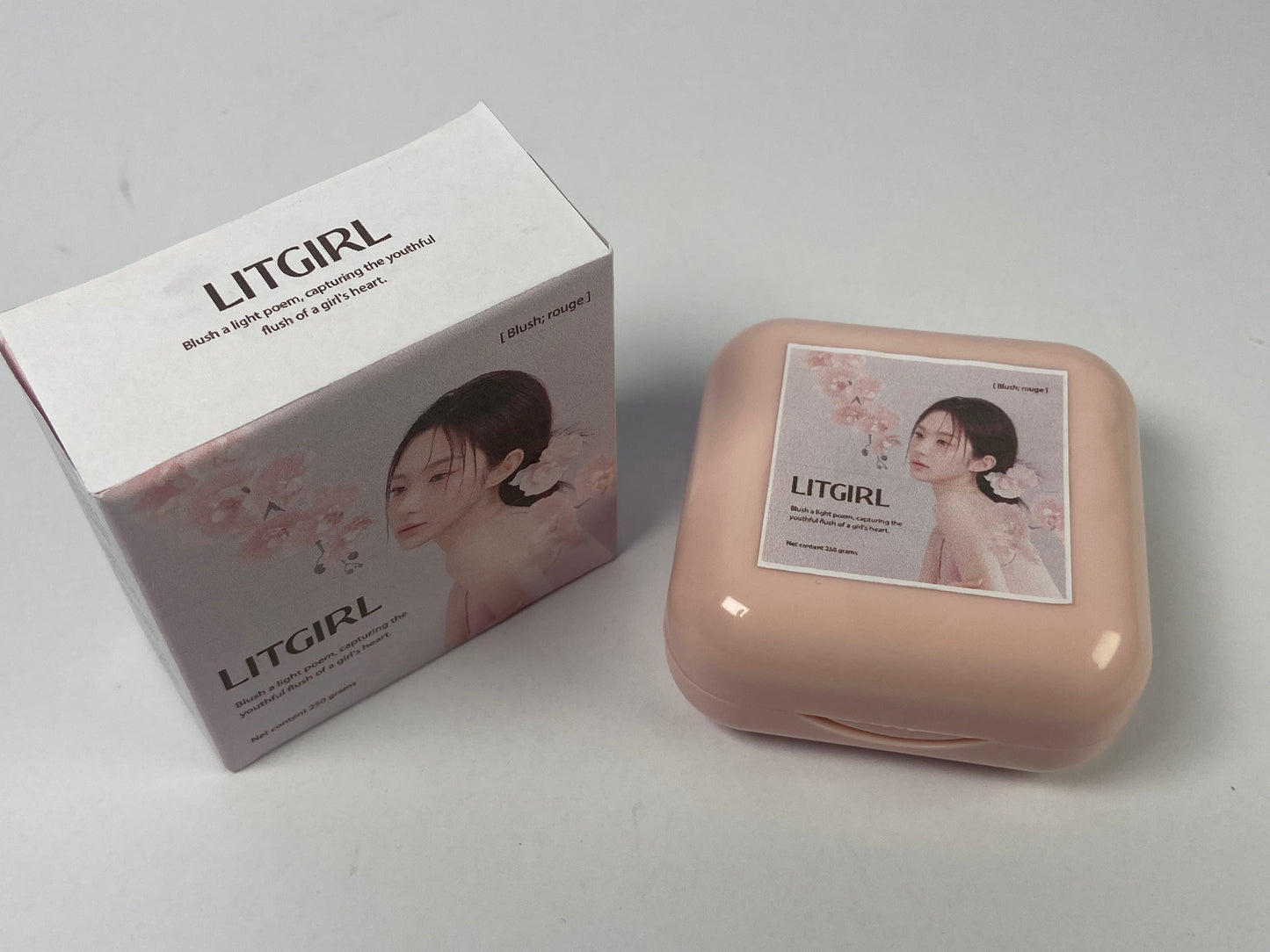 LITGIRL Cheek rouges - Natural, Light Mineral Powder Blush For Sensitive Skin - Blendable, Buildable Rouge - Pigmented, Dewy Glow - Vegan, Cruelty Free, Eco Friendly Makeup - Peach Red