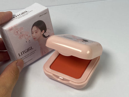 LITGIRL Cheek rouges - Natural, Light Mineral Powder Blush For Sensitive Skin - Blendable, Buildable Rouge - Pigmented, Dewy Glow - Vegan, Cruelty Free, Eco Friendly Makeup - Peach Red
