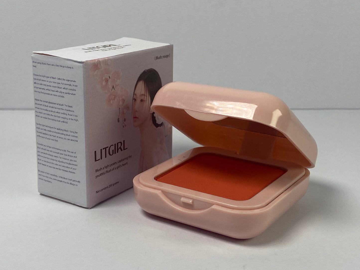 LITGIRL Cheek rouges - Natural, Light Mineral Powder Blush For Sensitive Skin - Blendable, Buildable Rouge - Pigmented, Dewy Glow - Vegan, Cruelty Free, Eco Friendly Makeup - Peach Red