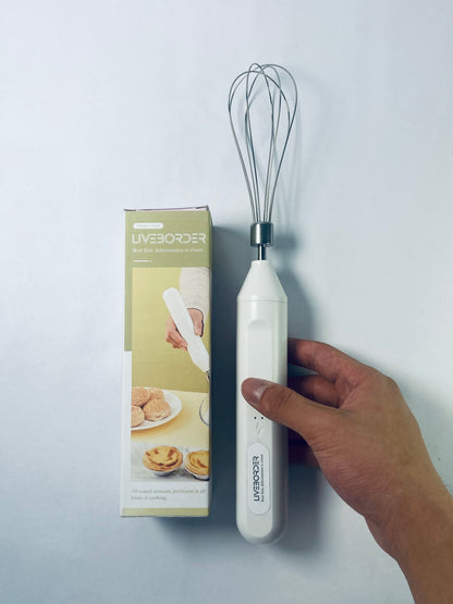 LIVEBORDER Cordless Hand Mixer, Handheld Electric Whisk with 3 Speed Modes, Hand Held Egg Beater with 2 Detachable Stir Whisks