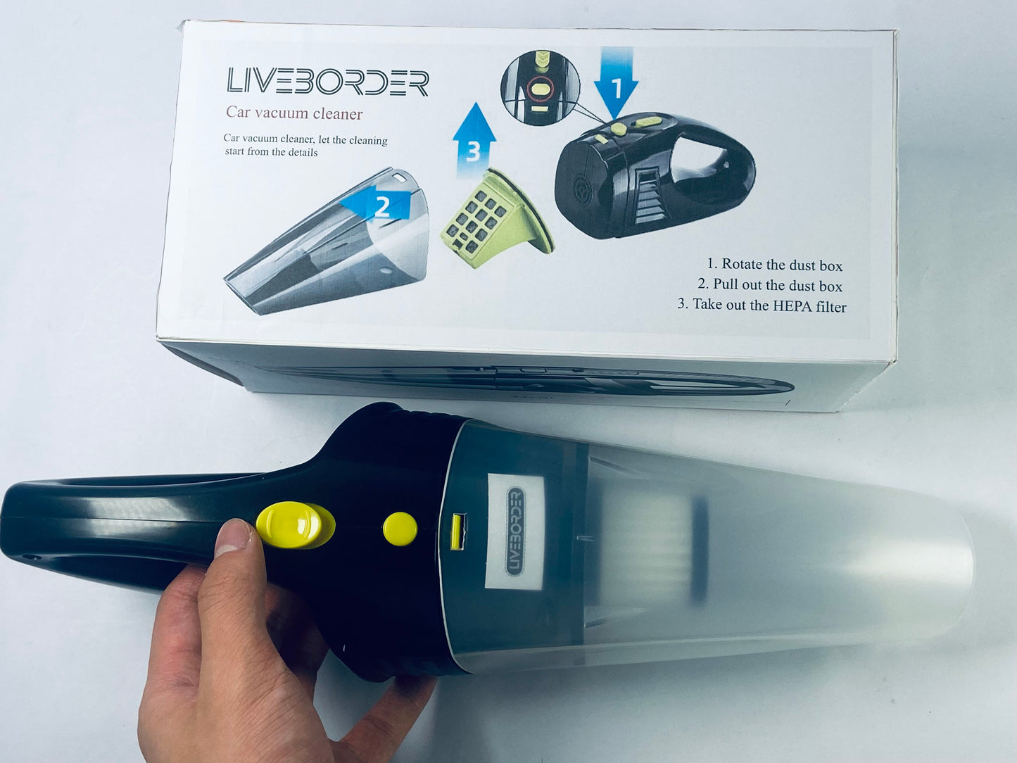 LIVEBORDER New Version Car Vacuum, Portable Car Vacuum Cleaner with Powerful Suction, DC 12V Power