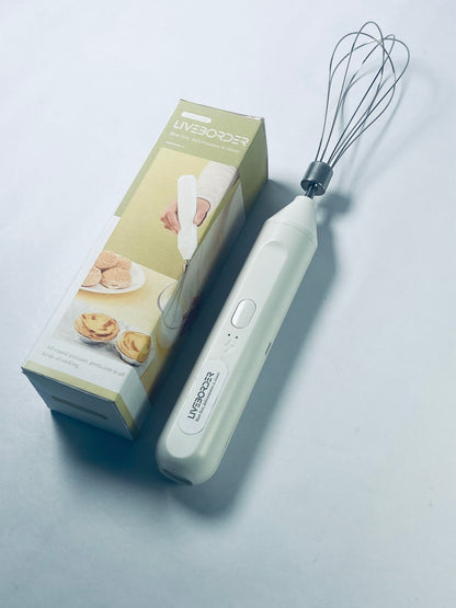 LIVEBORDER Cordless Hand Mixer, Handheld Electric Whisk with 3 Speed Modes, Hand Held Egg Beater with 2 Detachable Stir Whisks