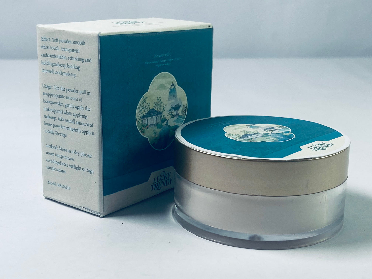 LUCKY TRENDY  Soft Focus Loose Face Powder, Lightweight, Matte, Oil Control, Shine Free, Talc-Free Face Powder Makeup, 24H Longwear Finishing Powder, 03 white For Sensitive