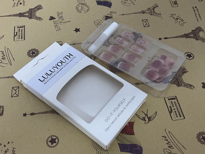 LULUYOUTH Semi Cured Gel Nail Strips Mauve Pink Cat Eye Gel Nail Wraps Gift for Woman (Peachy Gleam)
