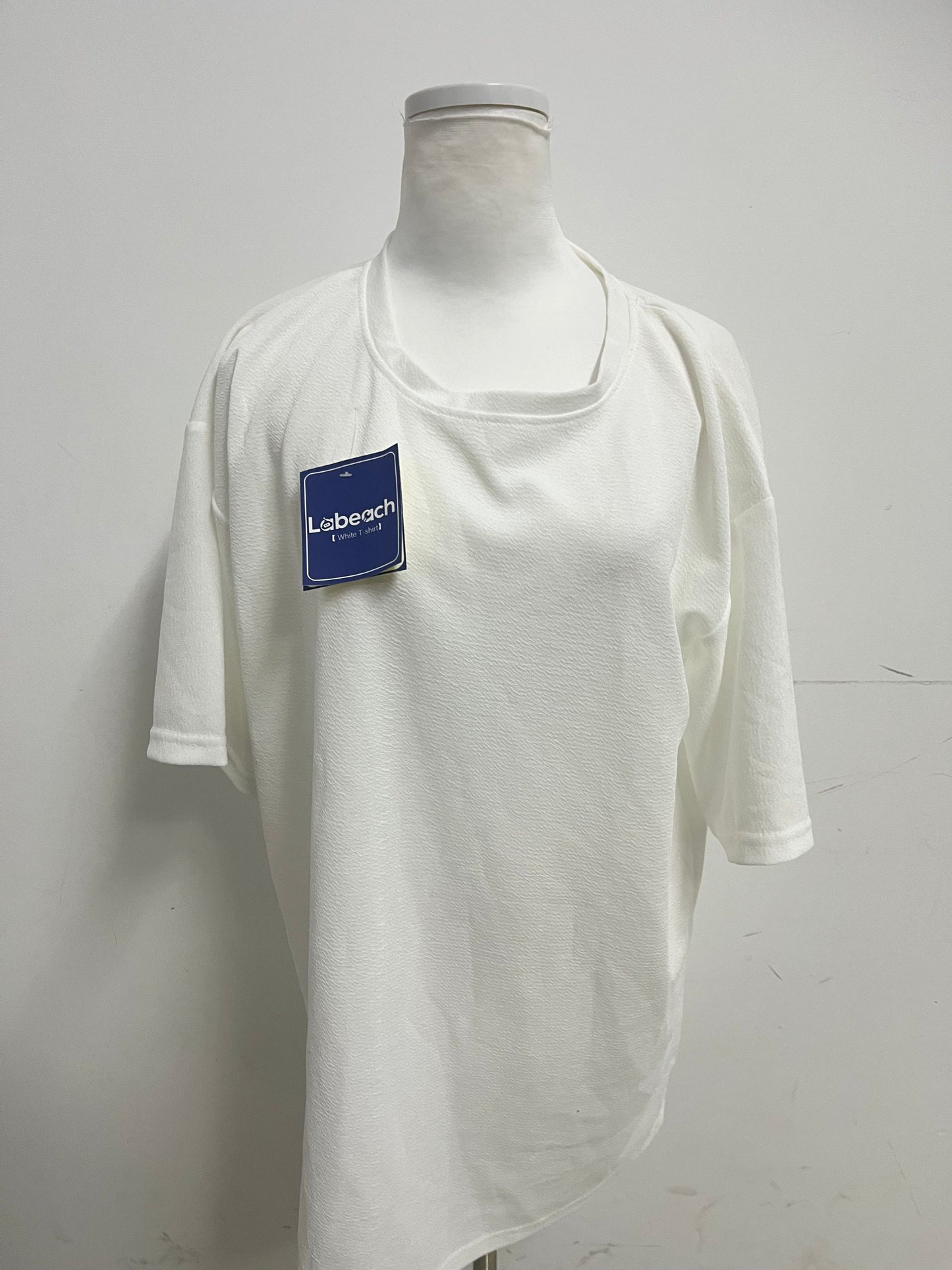 Labeach White Textured Loose-Fit T-Shirt