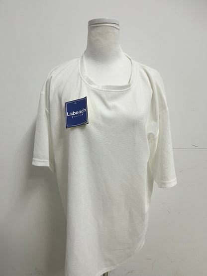 Labeach White Textured Loose-Fit T-Shirt