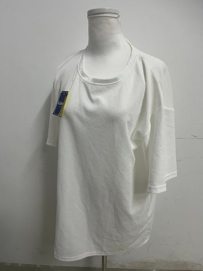 Labeach White Textured Loose-Fit T-Shirt
