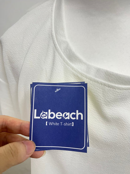 Labeach White Textured Loose-Fit T-Shirt