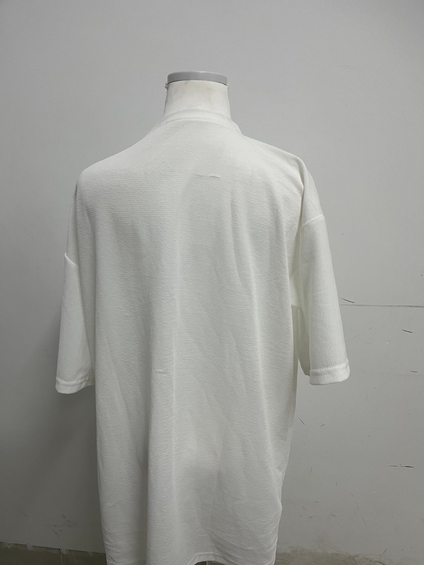 Labeach White Textured Loose-Fit T-Shirt
