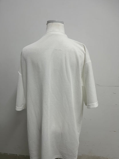 Labeach White Textured Loose-Fit T-Shirt