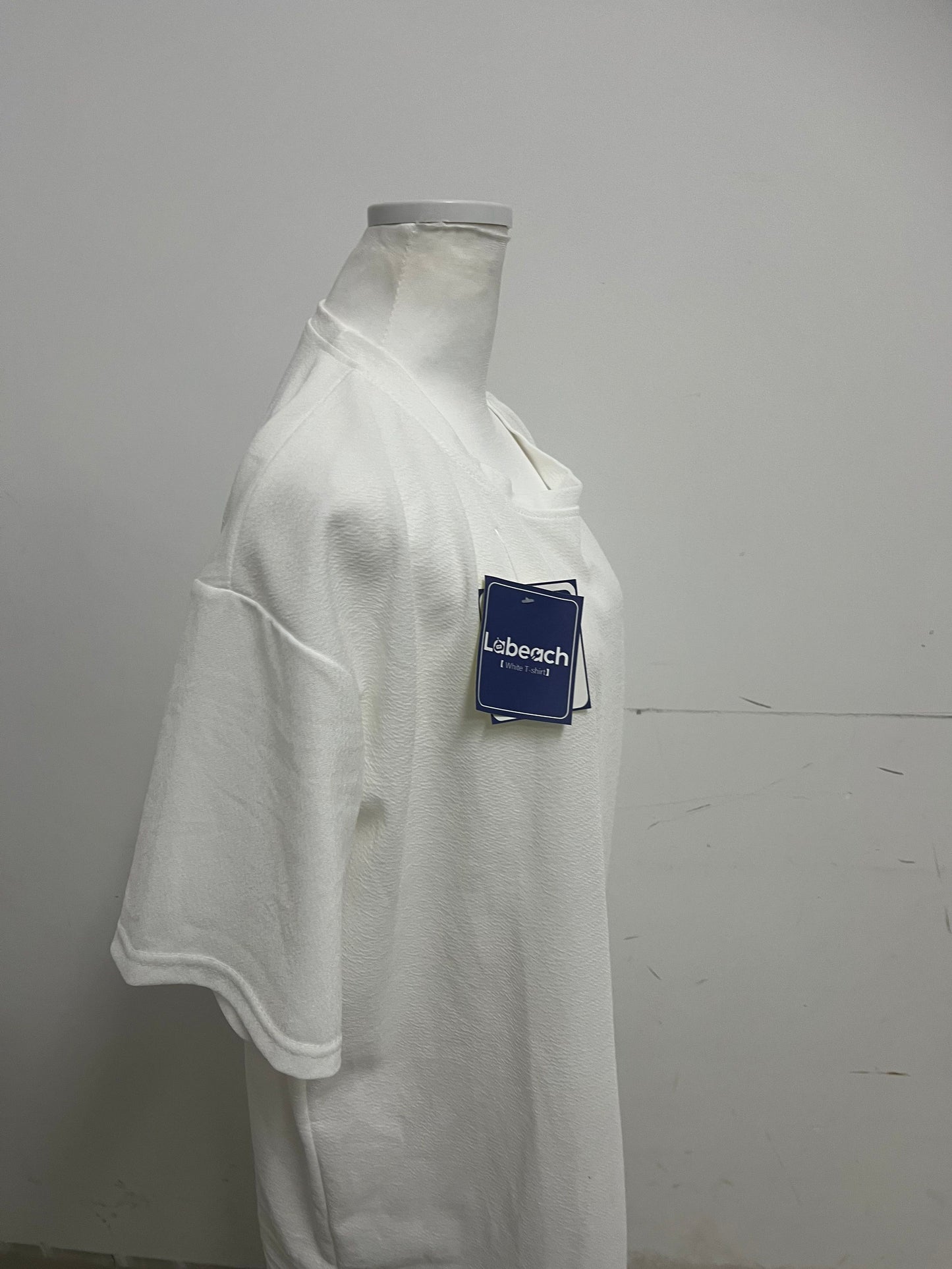 Labeach White Textured Loose-Fit T-Shirt