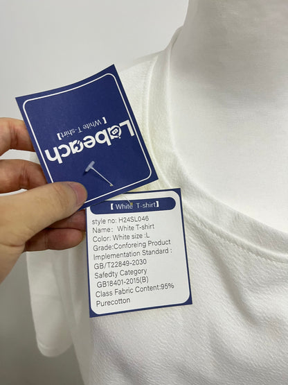 Labeach White Textured Loose-Fit T-Shirt
