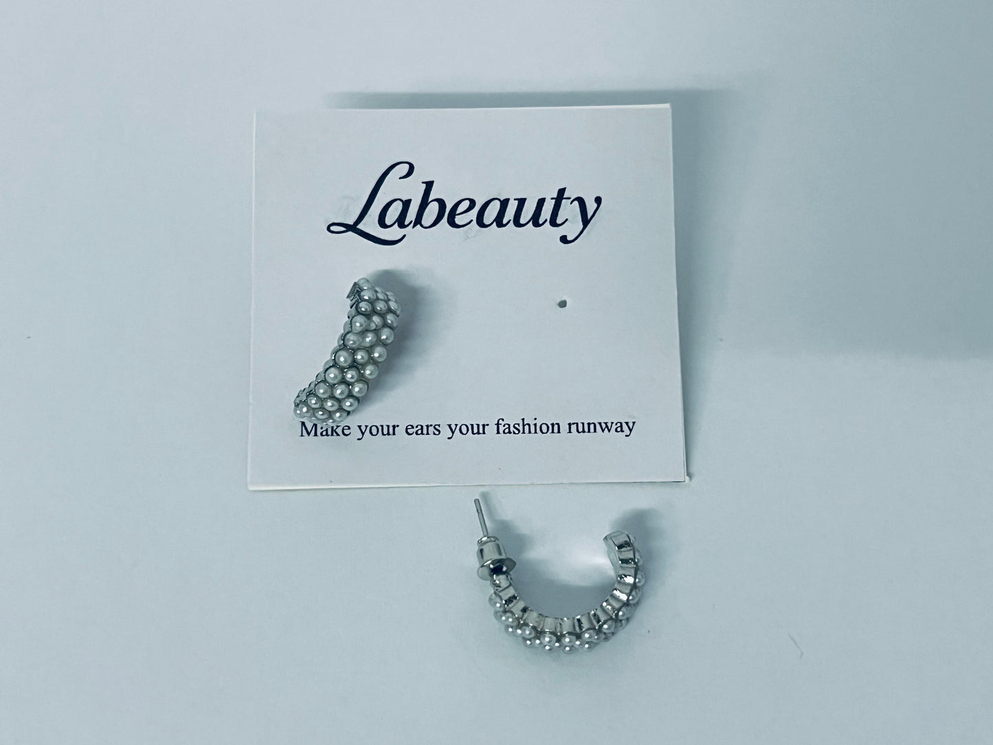 Labeauty 925 Sterling Silver Open Hoop Earrings for Women, Women'sTrendy Statement Silver Stud Earrings