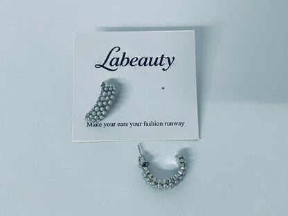 Labeauty 925 Sterling Silver Open Hoop Earrings for Women, Women'sTrendy Statement Silver Stud Earrings