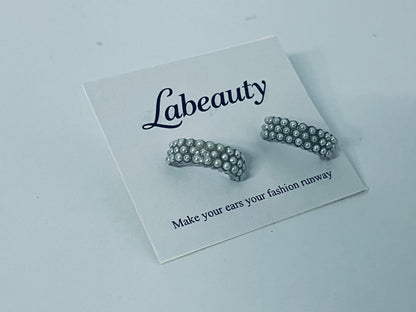 Labeauty 925 Sterling Silver Open Hoop Earrings for Women, Women'sTrendy Statement Silver Stud Earrings