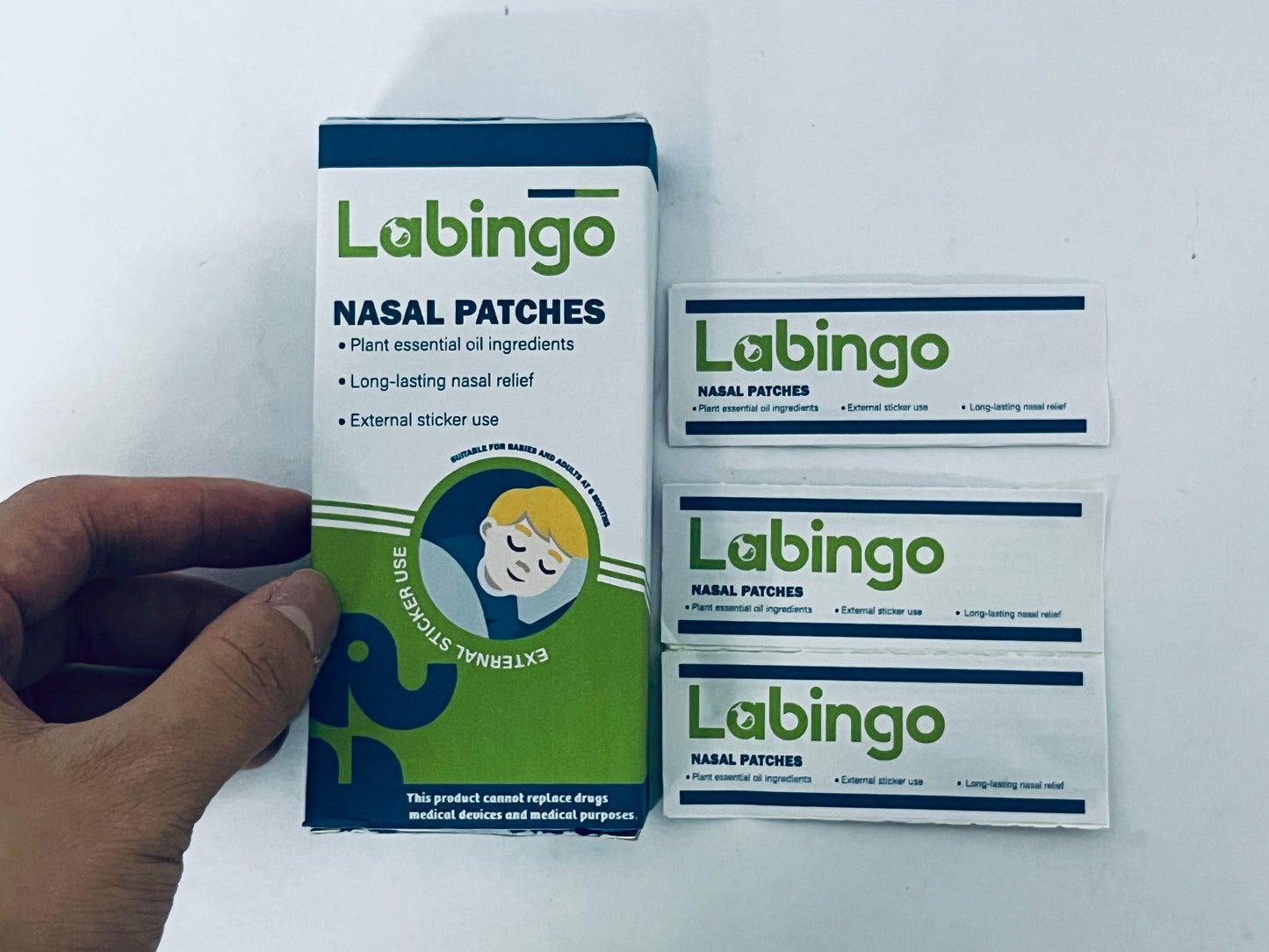 Labingo Nasal Strips, Extra Strong Adhesive, Hypoallergenic, Comfortable Fit for Snoring, Sleep, Cold Relief & Exercise