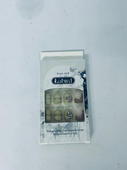 Labird Art Fake Nails, Retro Mushroom & Stitch Design Press on Nails, Niche High-end Finished Nail Art, Reusable & Multi-Occasion Suitable