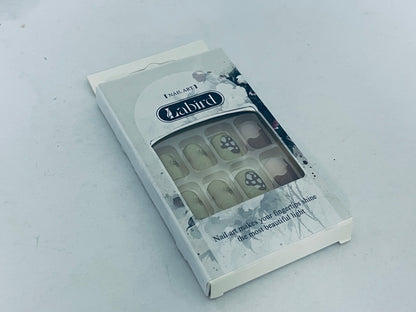 Labird Art Fake Nails, Retro Mushroom & Stitch Design Press on Nails, Niche High-end Finished Nail Art, Reusable & Multi-Occasion Suitable