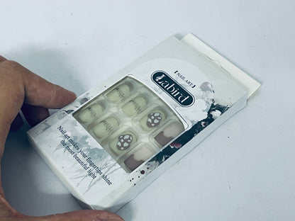 Labird Art Fake Nails, Retro Mushroom & Stitch Design Press on Nails, Niche High-end Finished Nail Art, Reusable & Multi-Occasion Suitable