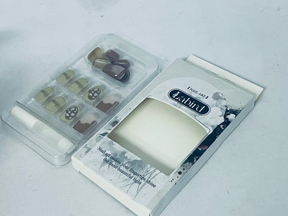 Labird Art Fake Nails, Retro Mushroom & Stitch Design Press on Nails, Niche High-end Finished Nail Art, Reusable & Multi-Occasion Suitable