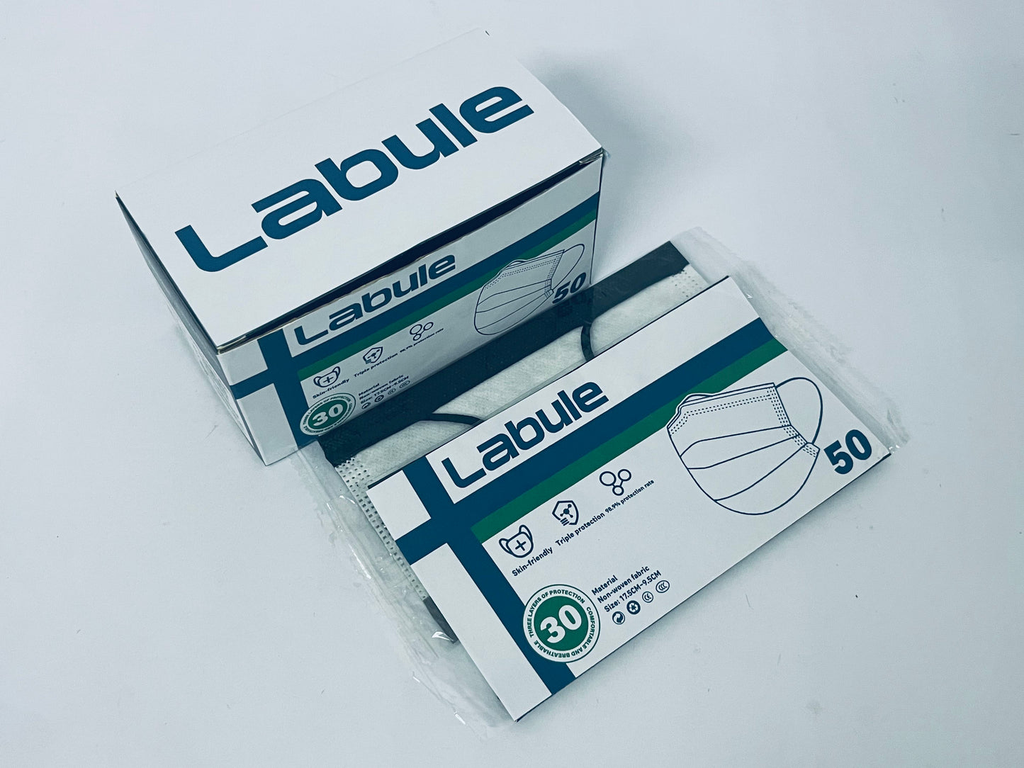Labule Individually Wrapped - 4-Layer Filter Disposable Black Mask Single